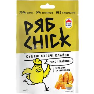 РябChick, 30 г, Слайсы из филе куриного сушеные, с горчицей и медом