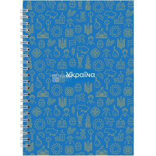 Axent, 96 страниц, Блокнот на пружине в клеточку, с патриотическим принтом, А5, в ассортименте