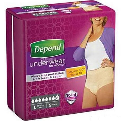 Depend, Absorbent underwear, 7 drops, size L, 9 pcs., M / s