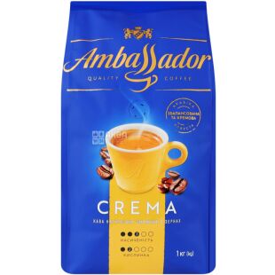 Ambassador Crema, 1 кг, Кофе в зернах средней обжарки Амбассадор, купаж