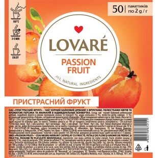 Lovare Passion Fruit, 50 шт. х 2 г, Чай чорний, Пристрасний фрукт