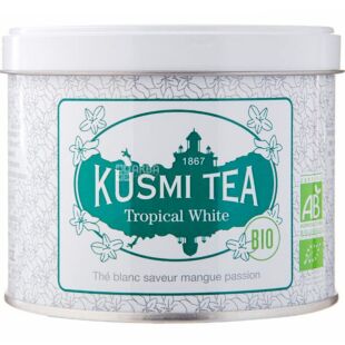 Kusmi Tea, Tropical white, 90 г, Белый чай с тропическими фруктами, ж/б