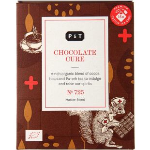 P&T Chocolate Cure №725, 15 шт. х 3 г, Смесь какао-бобов и чая пуэр, Шоколадное лекарство, органический