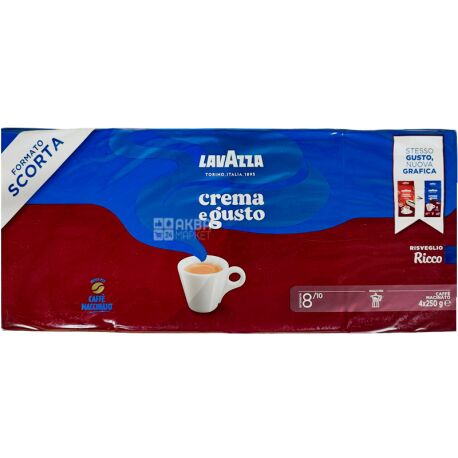 Lavazza Crema e gusto Ricco, Ground Coffee, 1 kg (4 pcs. X 250 g)