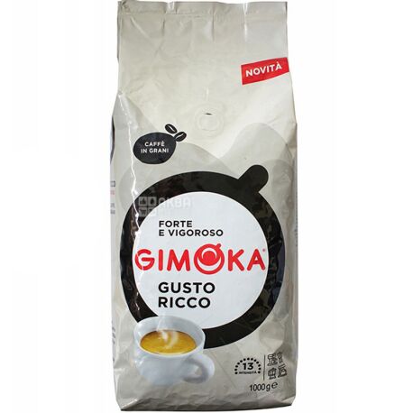 Gimoka Gusto Ricco, 1 кг, Кофе Джимока Густо Рикко Бианко, средней обжарки, в зернах