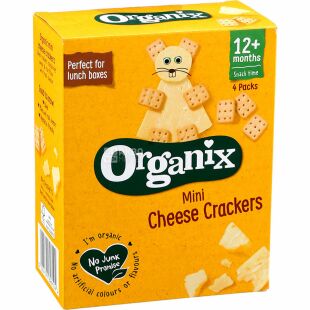 Organix Mini Cheese Crackers, 4 х 20 г, Органікс, Печиво крекер міні сирне, органічне, з 1 року