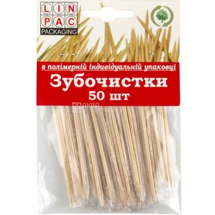 Linpac, 50 шт., Зубочистки бамбукові, в індивідуальній ПЕТ-упаковці