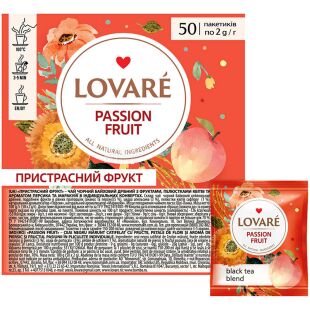Lovare Passion Fruit, 50 шт. х 2 г, Чай черный, Страстный фрукт
