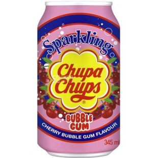 Chupa Chups Cherry Bubblegum, 0,345 л, Напій газований Вишнева жуйка Чупа Чупс, ж/б