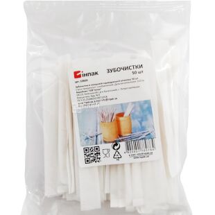 Linpac, 50 шт., Зубочистки бамбуковые, в индивидуальной бумажной упаковке