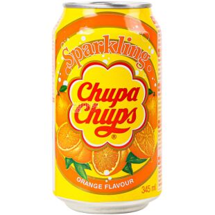 Chupa Chups Orange, 0,345 л, Напиток газированный Апельсин Чупа Чупс, ж/б