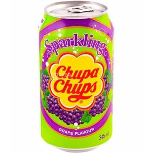 Chupa Chups Grape, 345 мл, Напій сильногазований Чупа Чупс, Виноград, ж/б
