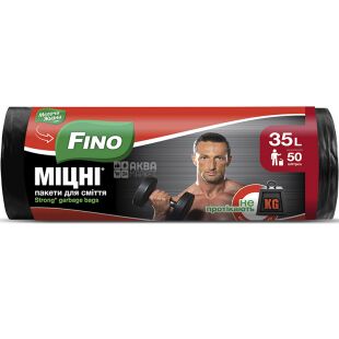 Fino, 50 шт., 35 л, Пакети для сміття, без затягувань, міцні, асорті