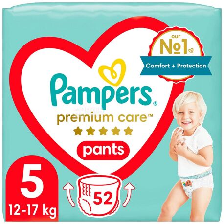 Pampers Premium Care Pants, 52 шт., Памперс, Підгузки-трусики, Розмір 5, 12-17 кг
