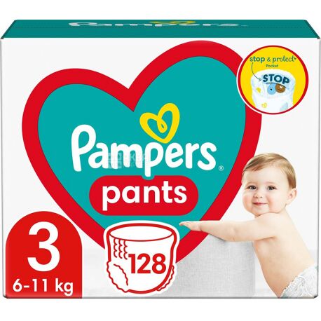 Pampers Pants, 120 шт., Памперс, Підгузки-трусики, Розмір  3, 6-11 кг