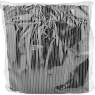 Промтус, Трубочки коктейльні з гофрою, 1000 шт., 21 см, чорні, пластикові 