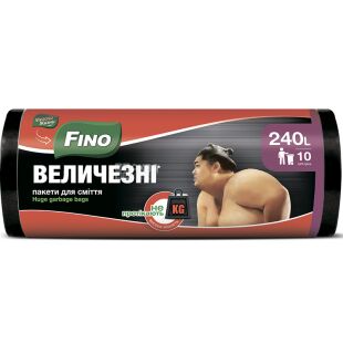 Fino, 10 шт., 240 л, Пакети для сміття, без затягувань, величезні, суперміцні, асорті