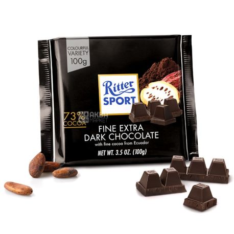 Ritter Sport, 100 г, екстрачорний шоколад, 72% какао