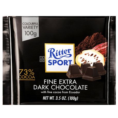 Ritter Sport, 100 g, extra dark chocolate, 72% cocoa