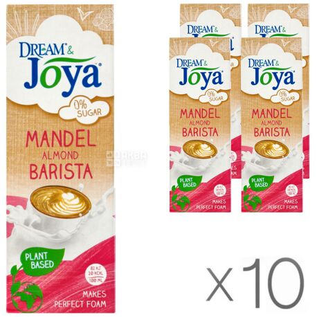 Joya, Barista, Упаковка 10 шт. по 1 л, Джоя, Напій рослинний, мигдальний, без цукру