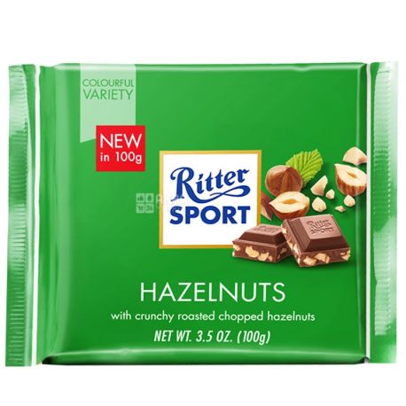Ritter Sport, 100 г, молочный шоколад, с лесными орехами