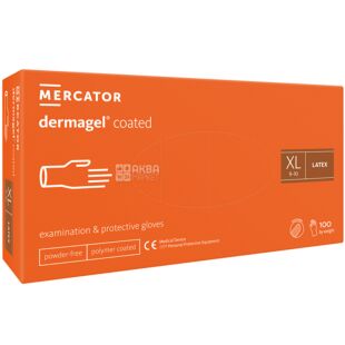 Mercator Dermagel, 100 шт., Розмір ХL, Меркатор, Рукавички латексні, нестерильні, неопудрені, білі