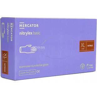 Mercator Nitrylex, 100 шт., Размер XL, Меркатор, Перчатки нитриловые, неопудренные, нестерильные, синие