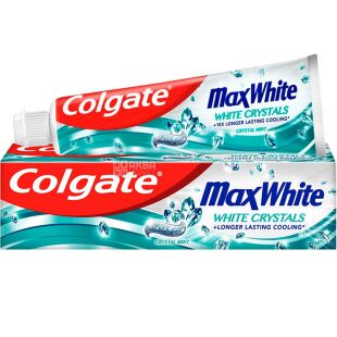 Colgate Max White Crystals, 75 мл, Зубная паста отбеливающая, Кристальная мята