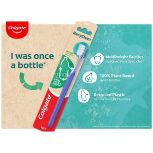 Colgate RecyClean, 1 шт., Зубная щетка для глубокой чистки, из переработанного пластика, мягкая