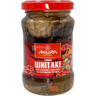 Akura, 180 г, Грибы Шиитаке, маринованные с луком и сладким перцем