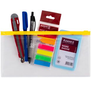 Axent DL, 1 шт., Папка-конверт на застібці zip-lock, жовта, 233 х 113 мм