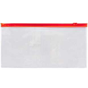 Axent DL, 1 шт., Папка-конверт на застібці zip-lock, червона, 233 х 113 мм