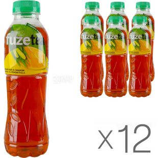 Fuzetea, Упаковка 12 шт, х 0,5 л, Чай холодный черный Лимон и Лемонграс Фьюзти, ПЭТ