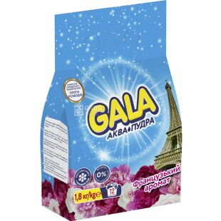 Gala, 1,8 кг, Стиральный порошок для белой и цветной одежды, Французский аромат, Гала Аква-Пудра