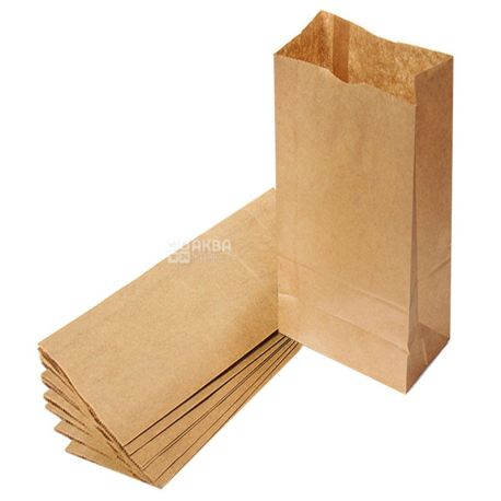 Promtus, 10 pcs., 120x80x250 mm, paper bag, Without handles, Brown