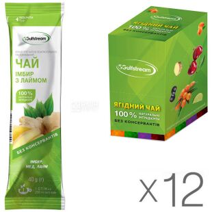 Gulfstream, Упаковка 12 шт. х 40 г., Чай Імбир-мед-лайм, концентрований