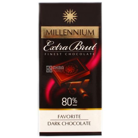 Millenium, 100 г, чорний шоколад, 80% какао, Extra Brut