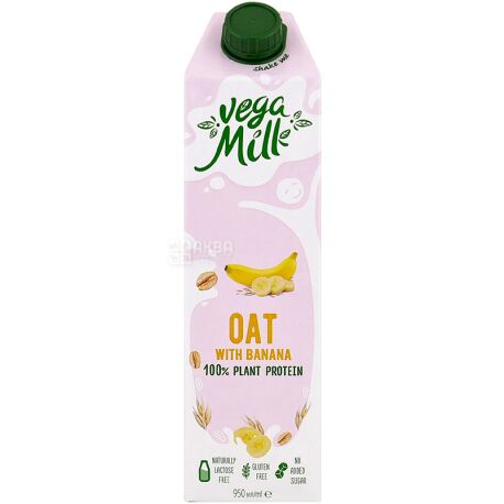 Vega Milk, 950 мл, Напиток  овсяный с бананом ультрапастеризованный, 1,5 %