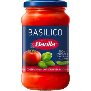 Barilla, Basilico, 400 г, Соус томатний з базиліком, скло
