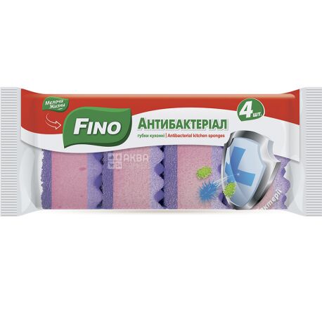 Fino Антібактеріал, 4 шт., Губки кухонні Фіно