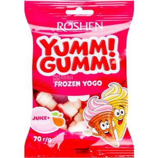Roshen Yummi Gummi Frozen Yogo, 70 г, Цукерки желейні Йогурт Яммі Гаммі, Рошен