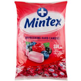 Roshen Mintex+ Berry, 1 кг, Карамель зі смаком лісових ягід та ментолу Мінтекс+, Рошен