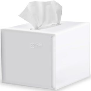 Mirus Cube, 75 шт., Серветки косметичні Мірус, 2-шарові, 20х17 см, біла коробка