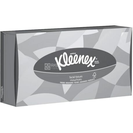 Kleenex, 100 шт., Серветки косметичні Клінекс, 2-шарові, 18х21 см