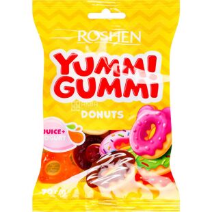 Roshen Yummi Gummi Donuts, 70 г, Желейні цукерки Пончики Яммі Гаммі, Рошен