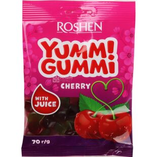 Roshen Yummi Gummi Cherry, 70 г, Желейні цукерки Вишня Яммі Гаммі, Рошен