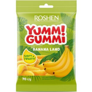 Roshen Yummi Gummi Banana land, 70 г, Цукерки желейні  Бананова країна Яммі Гаммі, Рошен