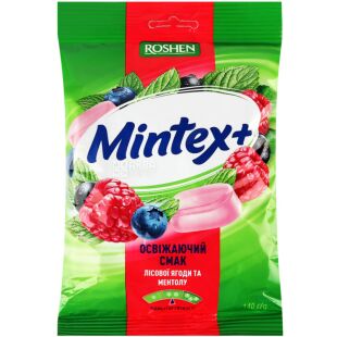 Roshen Mintex+ Berry, 140 г, Цукерки карамельні із смаком лісових ягід та ментолу Мінтек+, Рошен