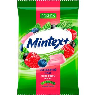 Roshen Mintex+ Berry, 140 г, Конфеты карамельные со вкусом лесных ягод и ментола Минтек+, Рошен