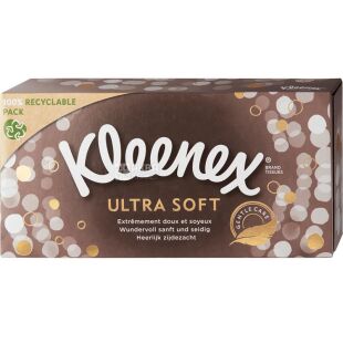 Kleenex Ultrasoft, 64 шт., Серветки косметичні Клінекс, 3-шарові, 20х20 см